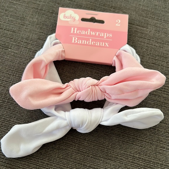 Other - 5/$20 NWT Baby Girl 2pc knotted Headwraps•pink & white